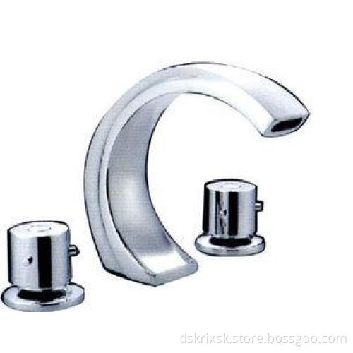 Chrome Polished Double Rotated Handle Mixer Taps Brass For